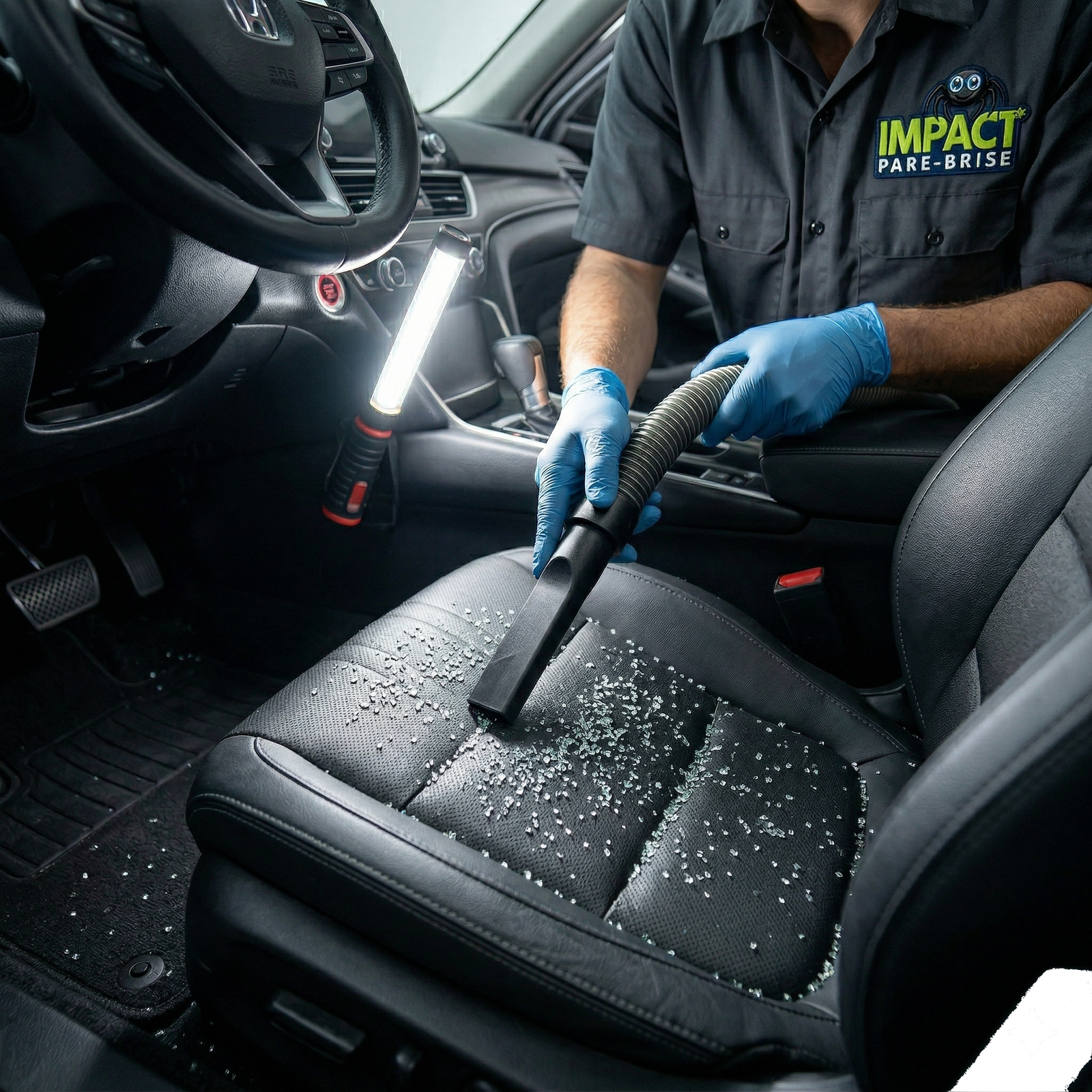 Aspiration complète des débris de verre