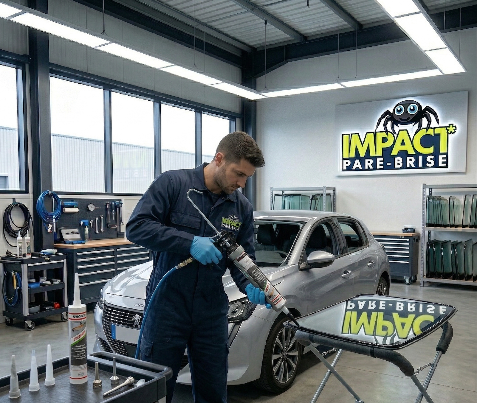 Application de la colle polyuréthane