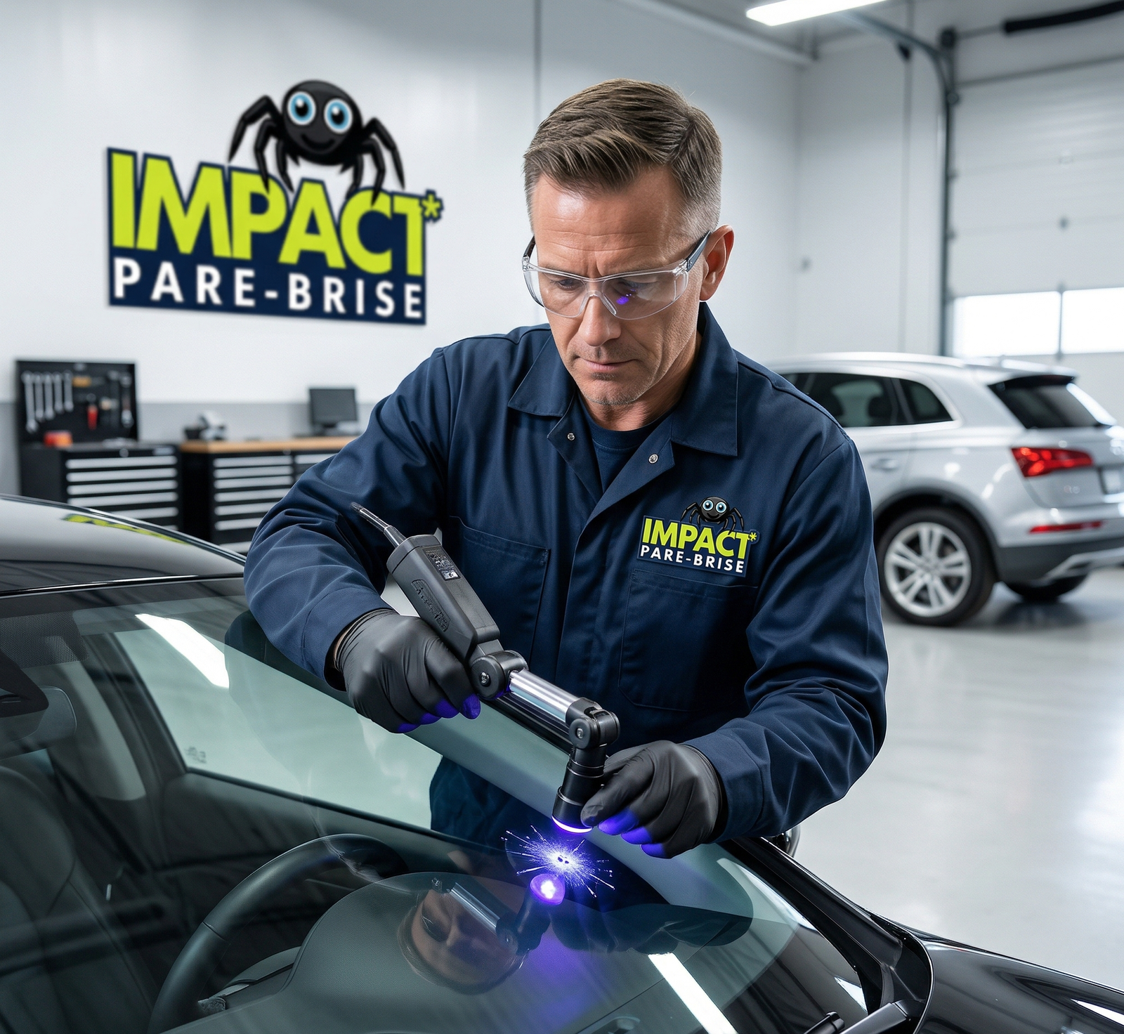 Résultat réparation fissure pare-brise